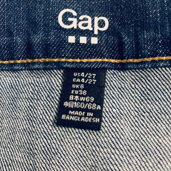 GAP Women’s Skirt Blue Jean Mini Dark Wash Sz 27” Boho Indie Sleaze Grunge Y2k - Picture 7 of 12